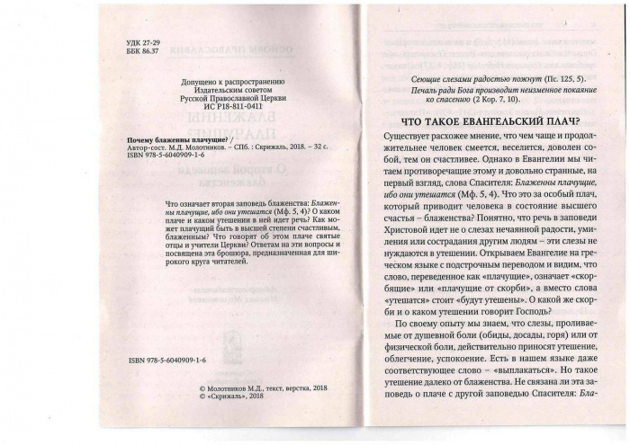 Почему блаженны плачущие? О второй заповеди блаженства (Скрижаль) (уценка)